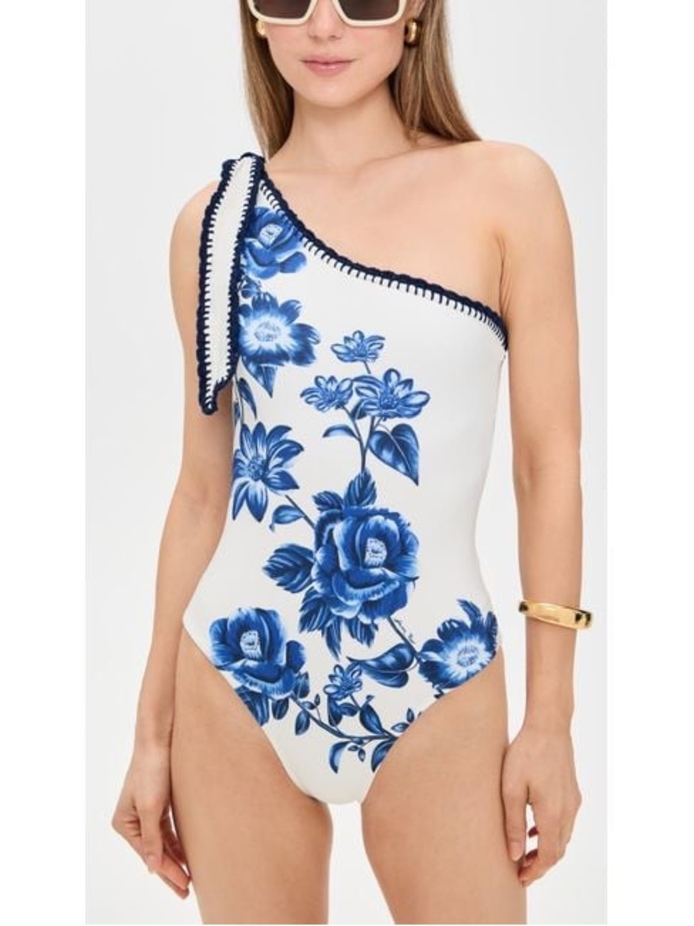 FARM RIO Floral Cascade One-Piece Swimsuit Mediterranean Summer Vacation 📐L - Picture 12 of 16